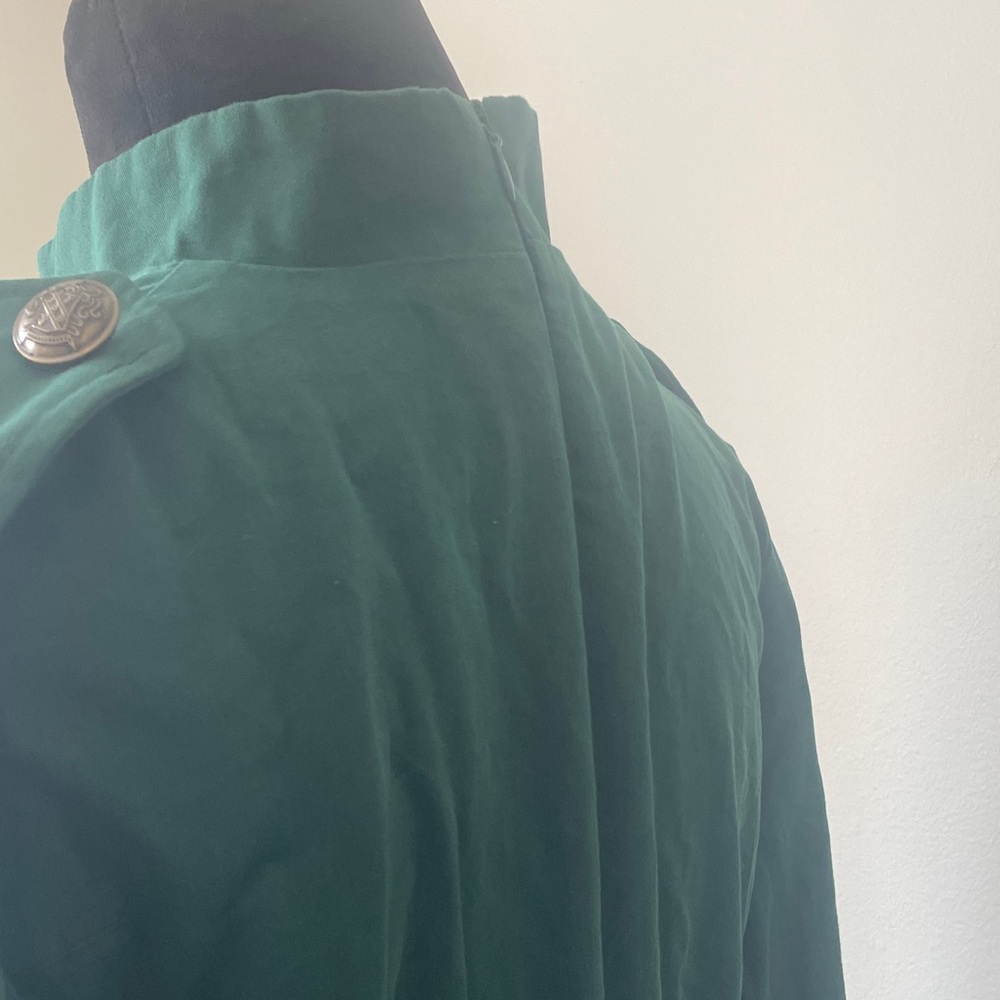 Women's Emerald Green Double-Breasted Military Pea Coat Dress - Picture 9 of 13
